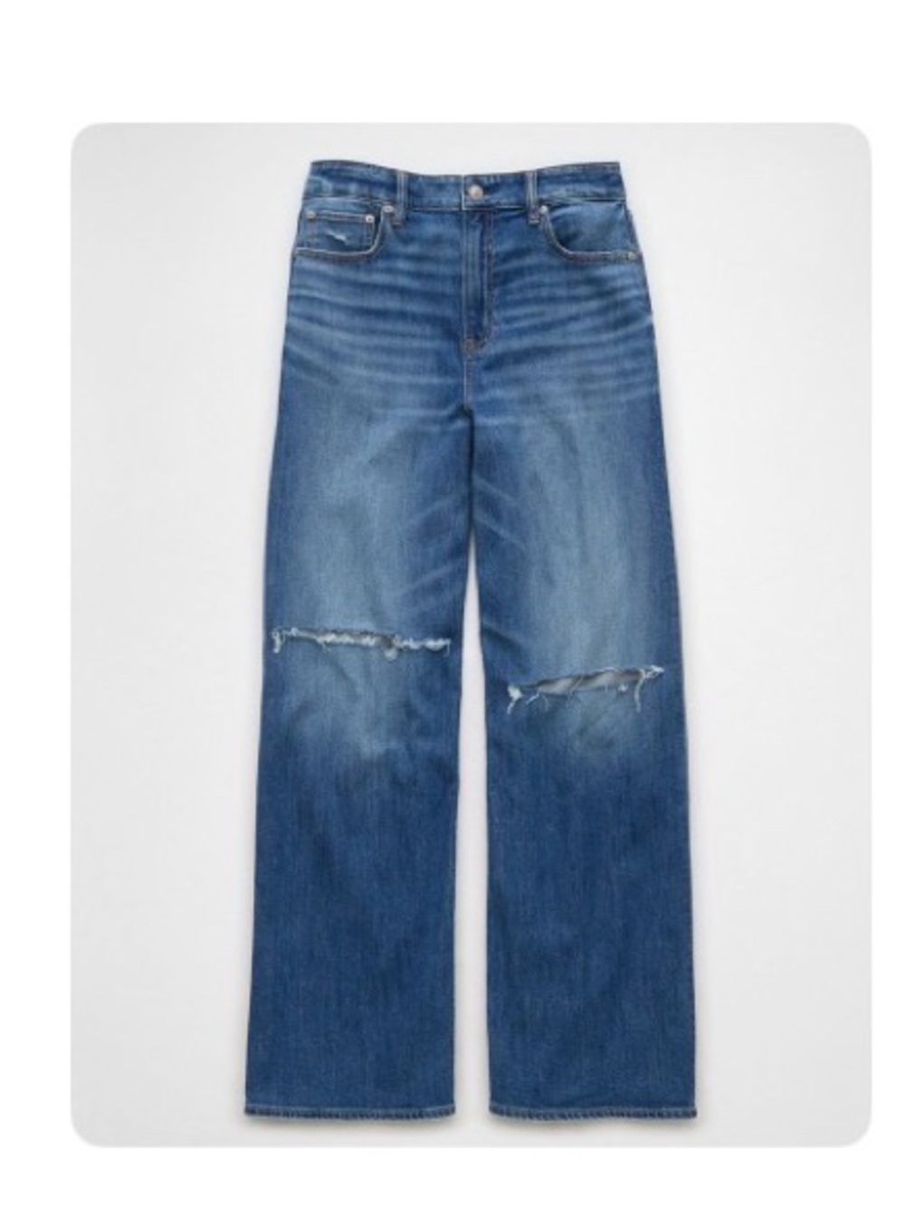 American Eagle Outfitters Women’s Blue Relaxed Distressed Jeans